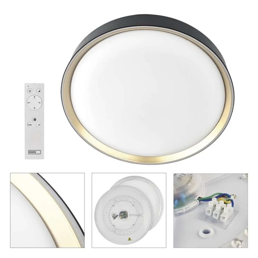 Plafoniera LED dimmerabile ILVI LED/30W/230V 2700-6500K Ø 40 cm nero/ottone + telecomando