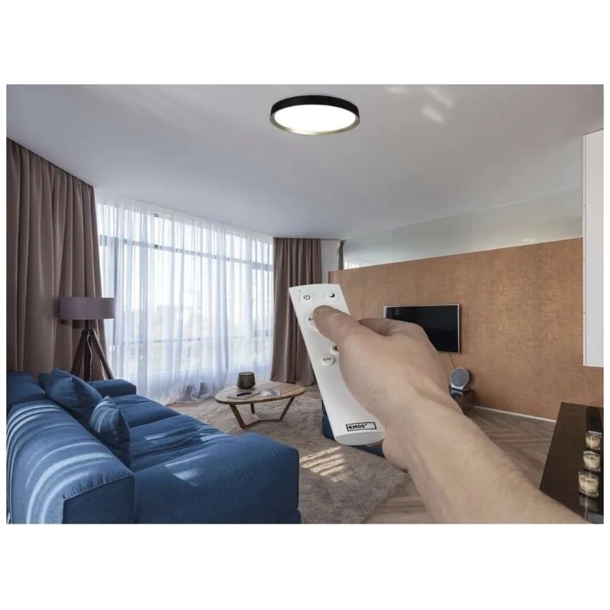 Plafoniera LED dimmerabile ILVI 45W/230V 2700-6500K Ø 50 cm nero/ottone + telecomando