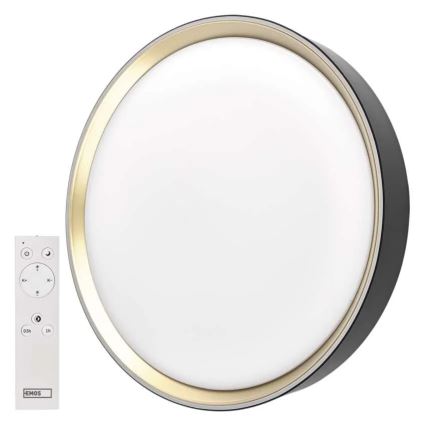 Plafoniera LED dimmerabile ILVI 45W/230V 2700-6500K Ø 50 cm nero/ottone + telecomando