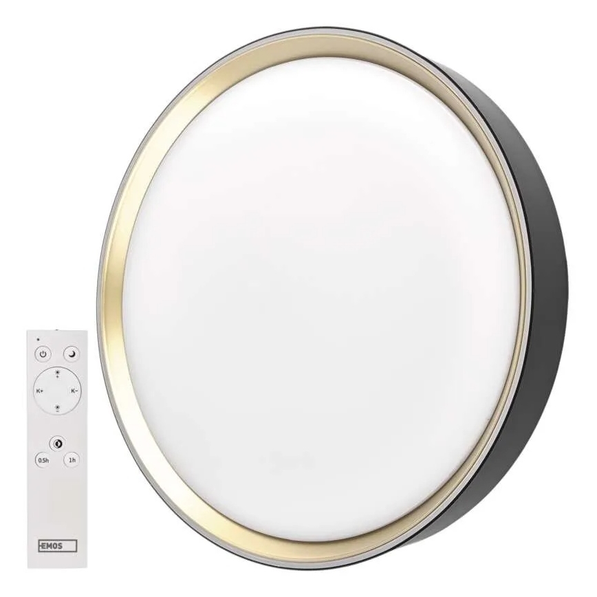 Plafoniera LED dimmerabile ILVI 45W/230V 2700-6500K Ø 50 cm nero/ottone + telecomando