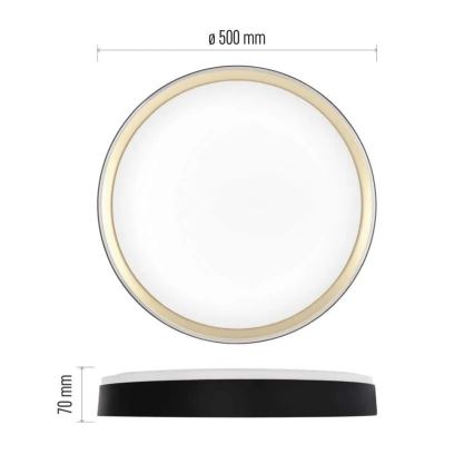 Plafoniera LED dimmerabile ILVI 45W/230V 2700-6500K Ø 50 cm nero/ottone + telecomando