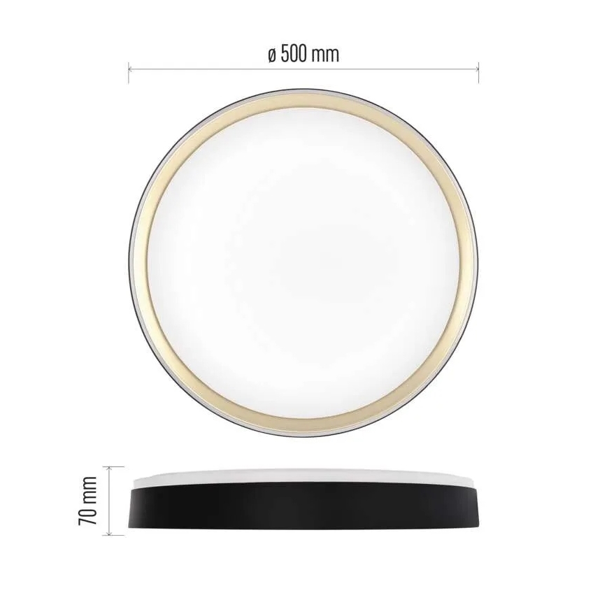 Plafoniera LED dimmerabile ILVI 45W/230V 2700-6500K Ø 50 cm nero/ottone + telecomando
