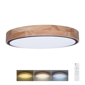 Plafoniera LED dimmerabile IRON OAK 48W/230V 3000-6500K rovere Ø 40 cm + telecomando incluso