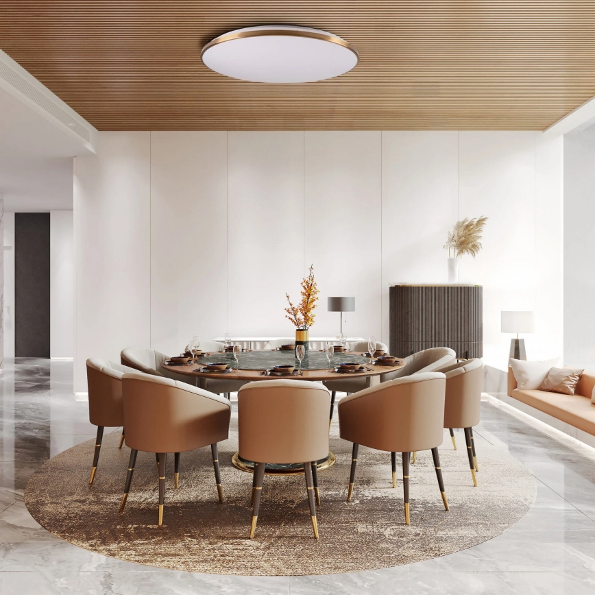 Plafoniera LED dimmerabile KERN LED/80W/230V 3000/4000/6000K Ø 80 cm dorata + telecomando