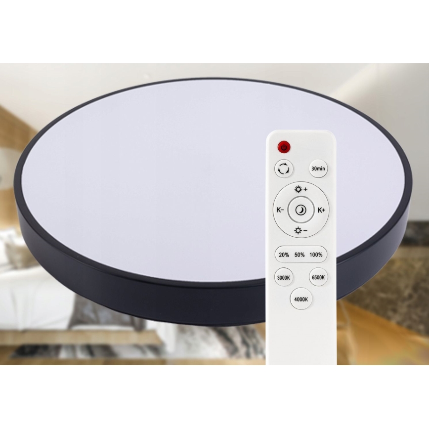 Plafoniera LED dimmerabile LED/30W/230V 3000-6500K diametro 30 cm nero + telecomando