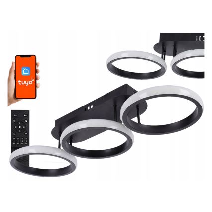 Plafoniera dimmerabile LED 30W/230V 3000-6500K nera Wi-Fi Tuya + telecomando