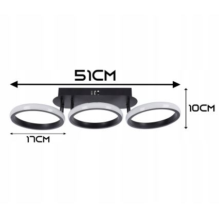 Plafoniera dimmerabile LED 30W/230V 3000-6500K nera Wi-Fi Tuya + telecomando