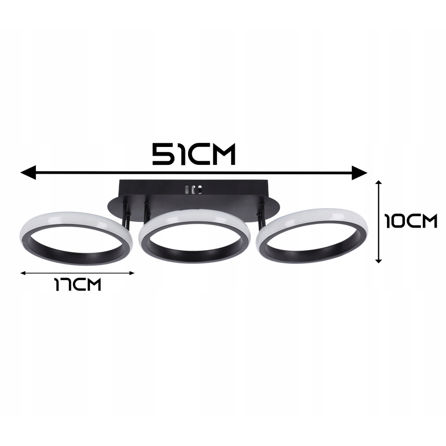 Plafoniera dimmerabile LED 30W/230V 3000-6500K nera Wi-Fi Tuya + telecomando