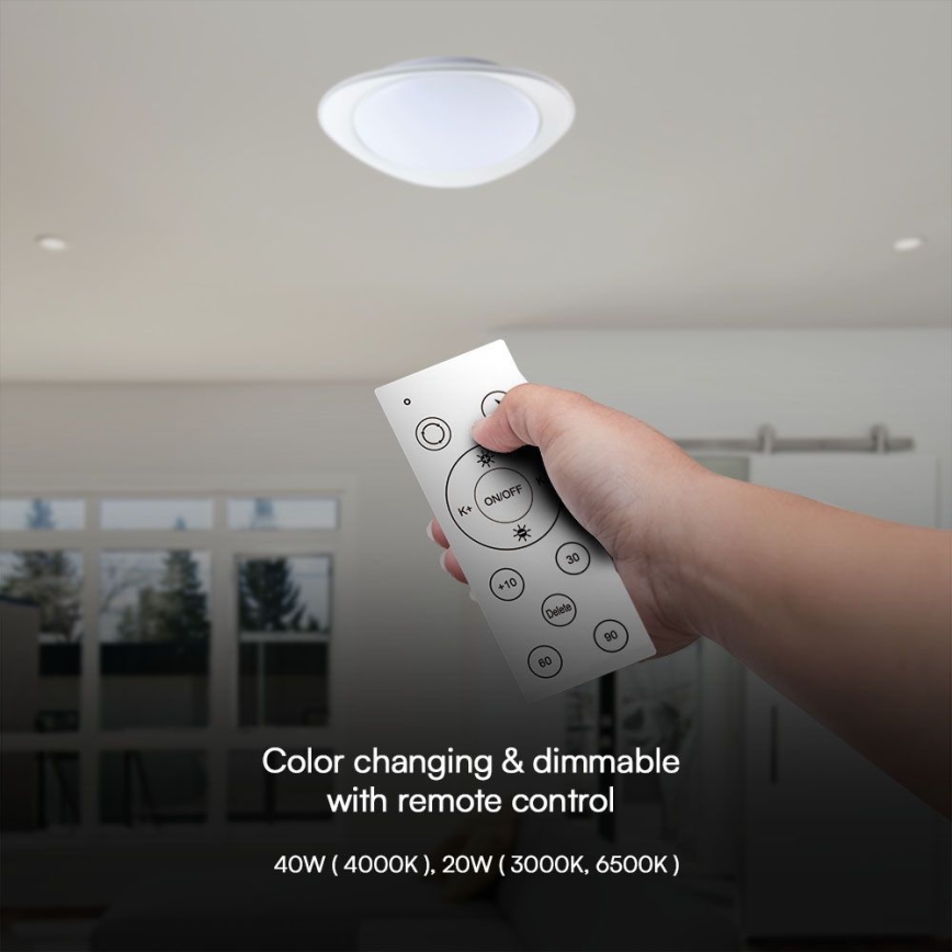 Plafoniera LED dimmerabile LED/40W/230V 3000-6500K 45 cm bianco + telecomando