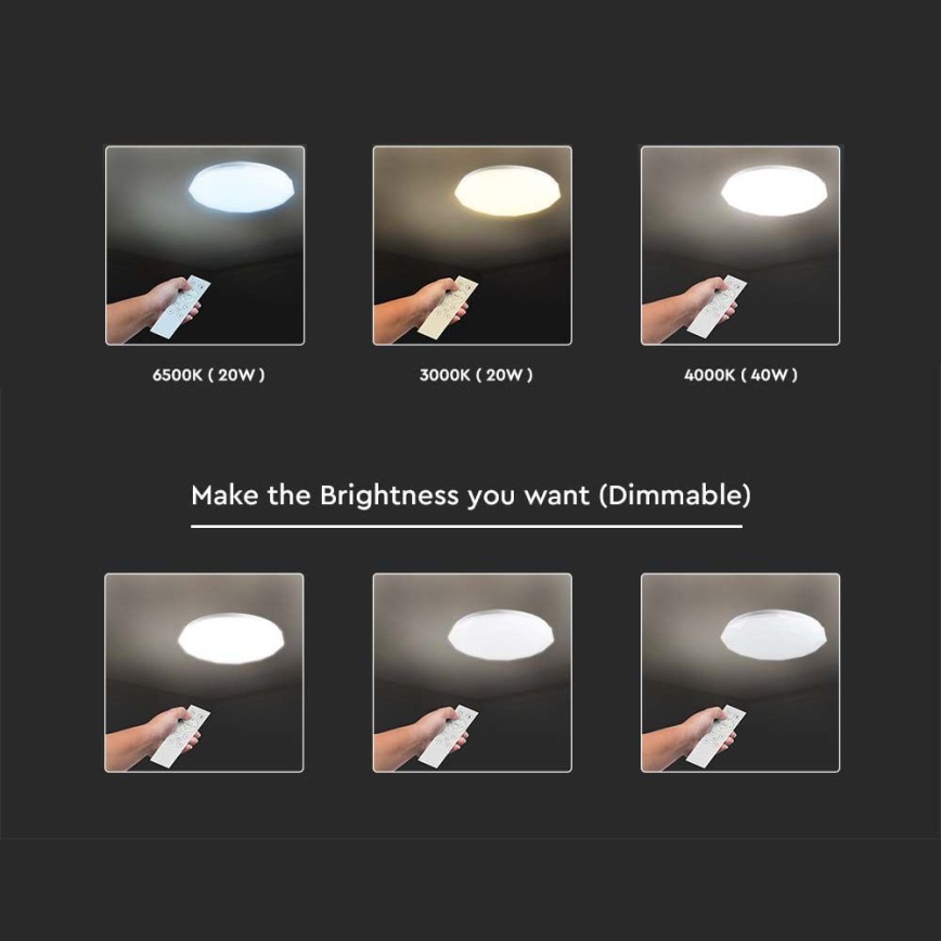 Plafoniera LED dimmerabile LED/40W/230V 3000K/4000K/6500K diametro 38,8 cm + telecomando