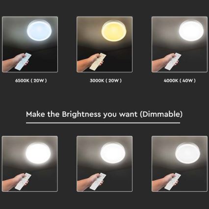 Plafoniera LED dimmerabile LED/40W/230V 3000K/4000K/6500K diametro 41 cm + telecomando