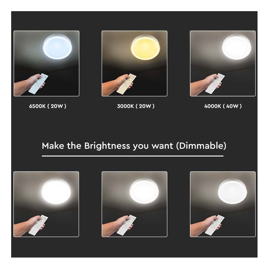 Plafoniera LED dimmerabile LED/40W/230V 3000K/4000K/6500K diametro 41 cm + telecomando