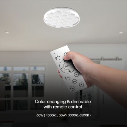 Plafoniera LED dimmerabile LED/60W/230V 3000/4000/6500K + telecomando
