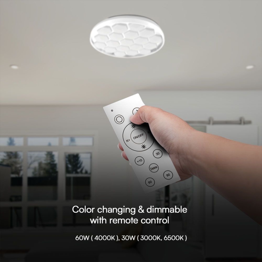 Plafoniera LED dimmerabile LED/60W/230V 3000/4000/6500K + telecomando