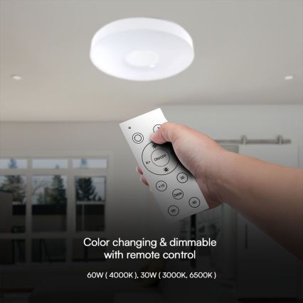 Plafoniera LED dimmerabile LED/60W/230V 3000-6500K 49,5 cm bianco + telecomando