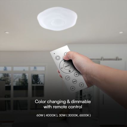 Plafoniera LED dimmerabile LED/60W/230V 3000-6500K 50 cm bianco + telecomando