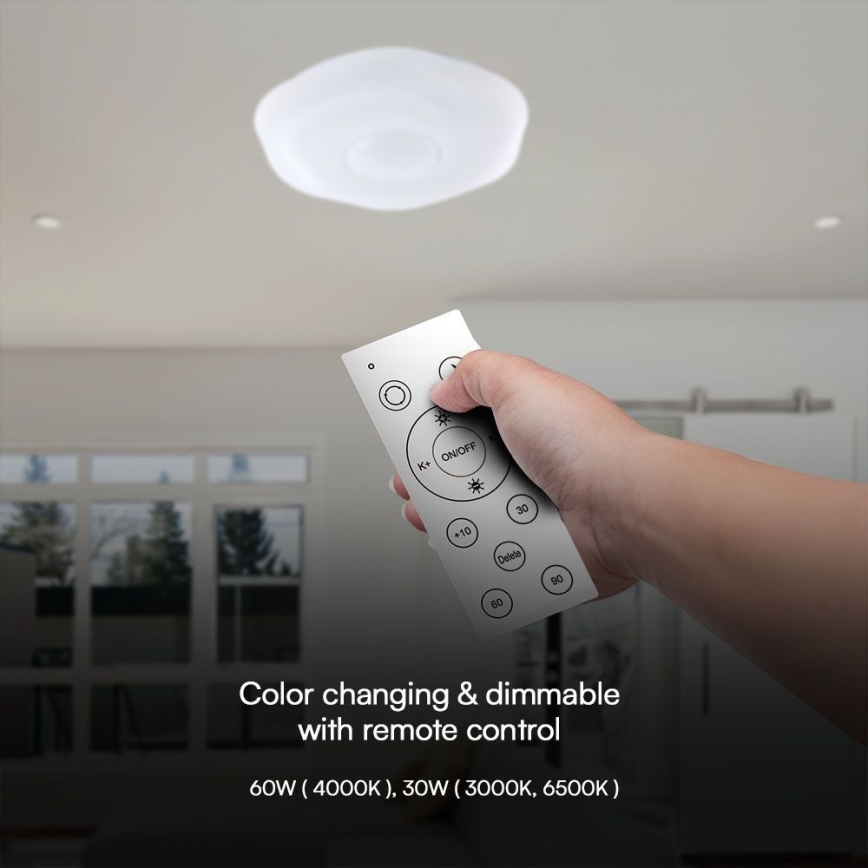 Plafoniera LED dimmerabile LED/60W/230V 3000-6500K 50 cm bianco + telecomando