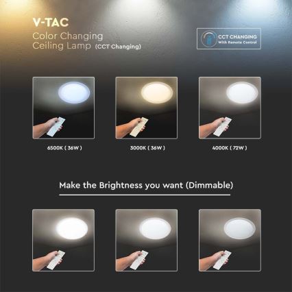 Plafoniera LED dimmerabile LED/72W/230V 3000-6500K diametro 67 cm bianco + telecomando