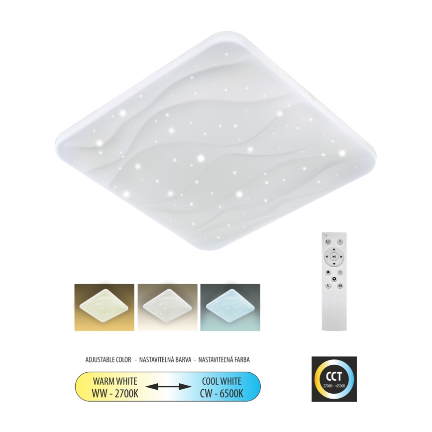 Plafoniera LED dimmerabile NERIS LED/60W/230V 2700-6500K 53x53 cm + telecomando