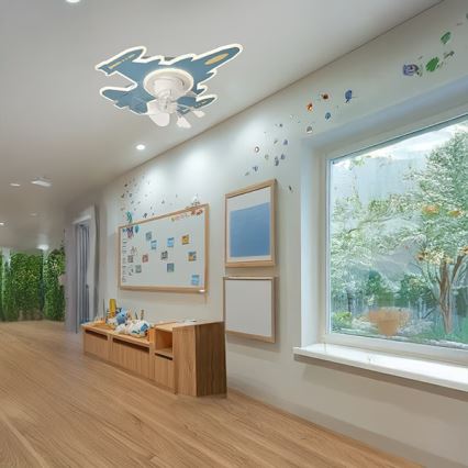 Lampada da soffitto LED dimmerabile per bambini con ventilatore LED/63W/230V 3000/4000/6000K blu + telecomando