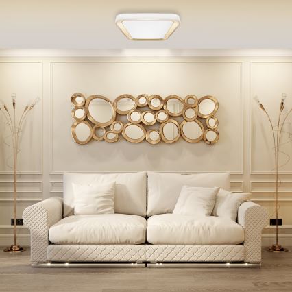 Lampada da soffitto dimmerabile LED QUADRO LED/66W/230V 3000-6000K bianco/oro + telecomando