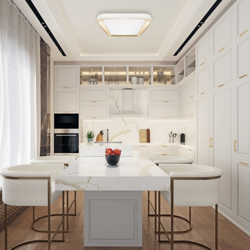Lampada da soffitto dimmerabile LED QUADRO LED/66W/230V 3000-6000K bianco/oro + telecomando
