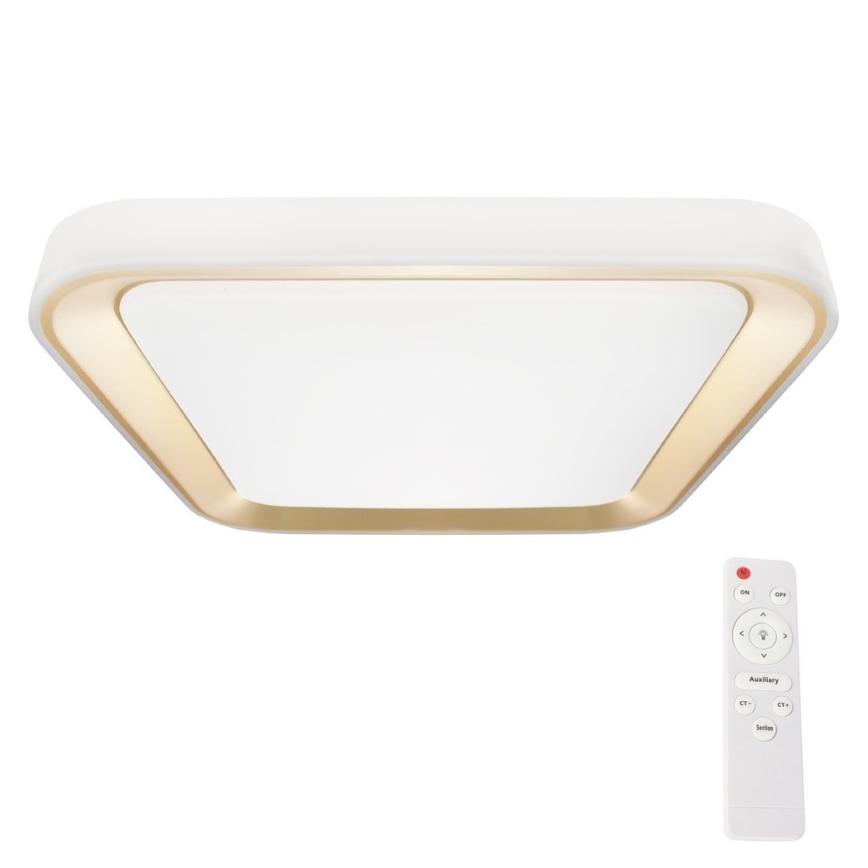 Plafoniera LED dimmerabile QUADRO LED/66W/230V 3000-6000K bianco/oro + telecomando