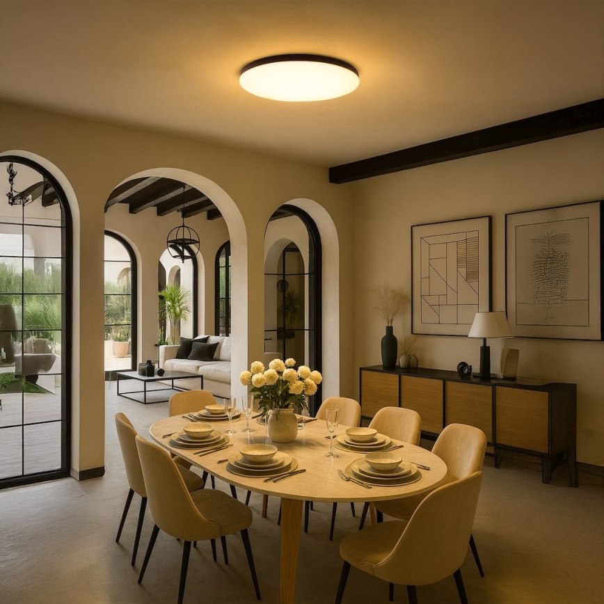 Plafoniera dimmerabile a LED SIENA LED/80W/230V 3000–6000K Ø 75 cm nera + telecomando