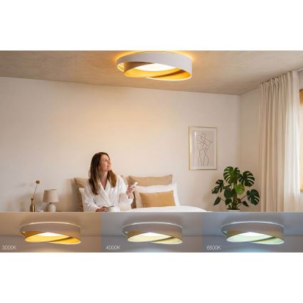 Plafoniera LED dimmerabile SMART GALAXY MODERN LED/24W/230V 3000-6500K Ø 55 cm bianco/beige/oro + telecomando