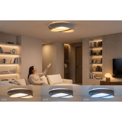 Plafoniera LED dimmerabile SMART GALAXY MODERN LED/24W/230V 3000-6500K diam. 55 cm grigio/argento + telecomando