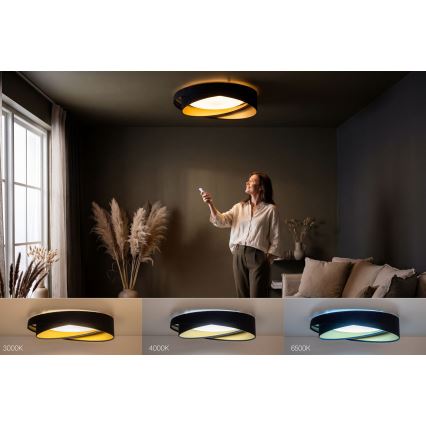 Plafoniera LED dimmerabile SMART GALAXY MODERN LED/24W/230V 3000-6500K Ø 55 cm nero/oro + telecomando