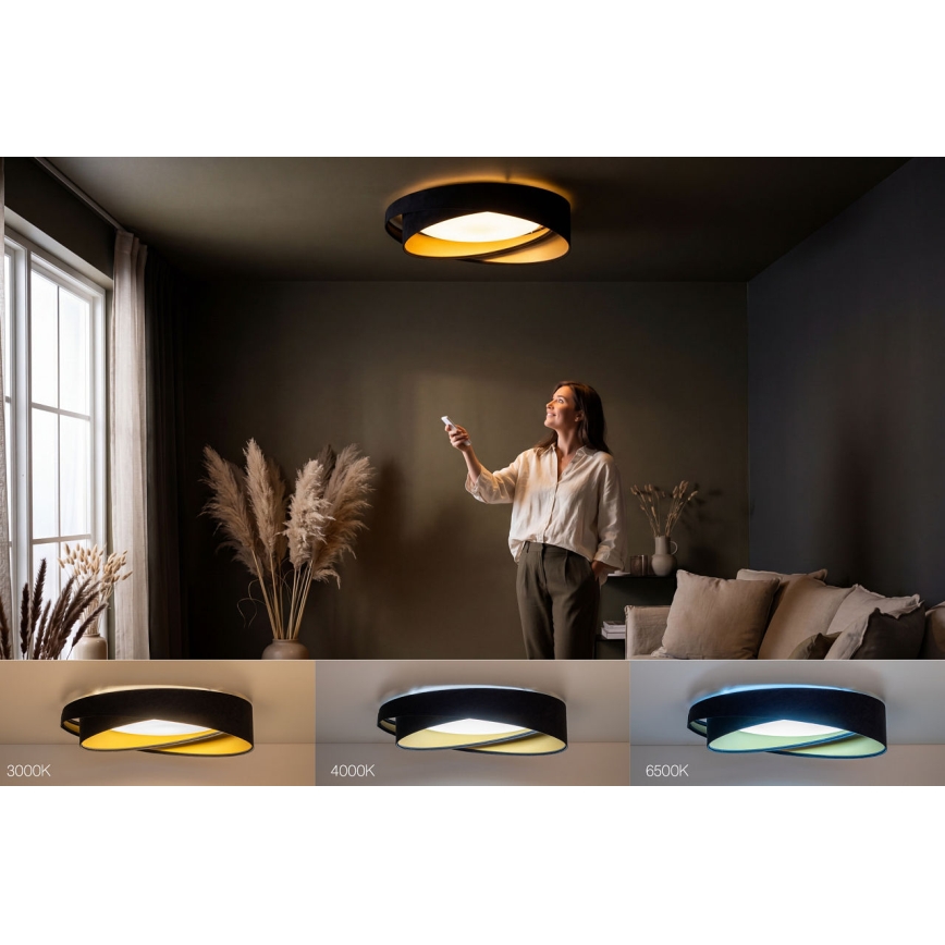 Plafoniera LED dimmerabile SMART GALAXY MODERN LED/24W/230V 3000-6500K Ø 55 cm nero/oro + telecomando