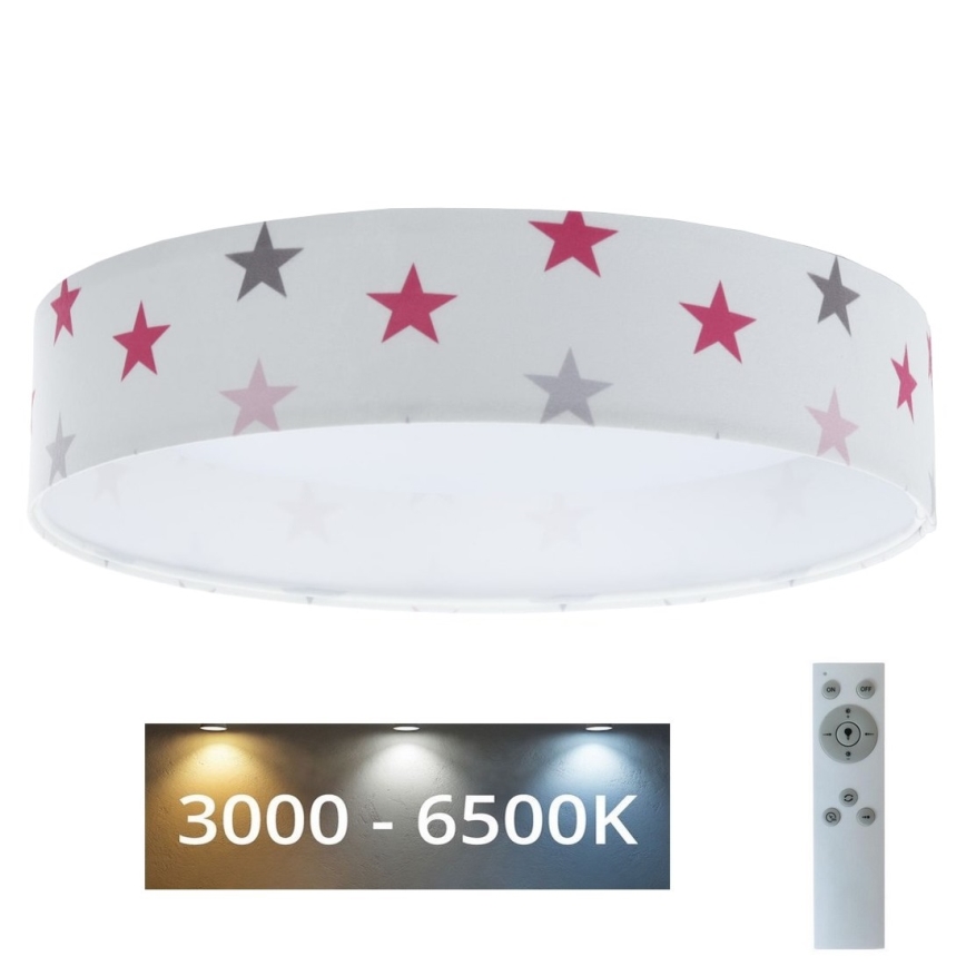 Plafoniera LED dimmerabile SMART GALAXY KIDS LED/24W/230V 3000-6500K stelle bianche/rosa/grigio+ telecomando