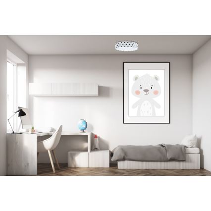 Lampada da soffitto LED per bambini GALAXY KIDS LED/24W/230V a pois bianco/nero
