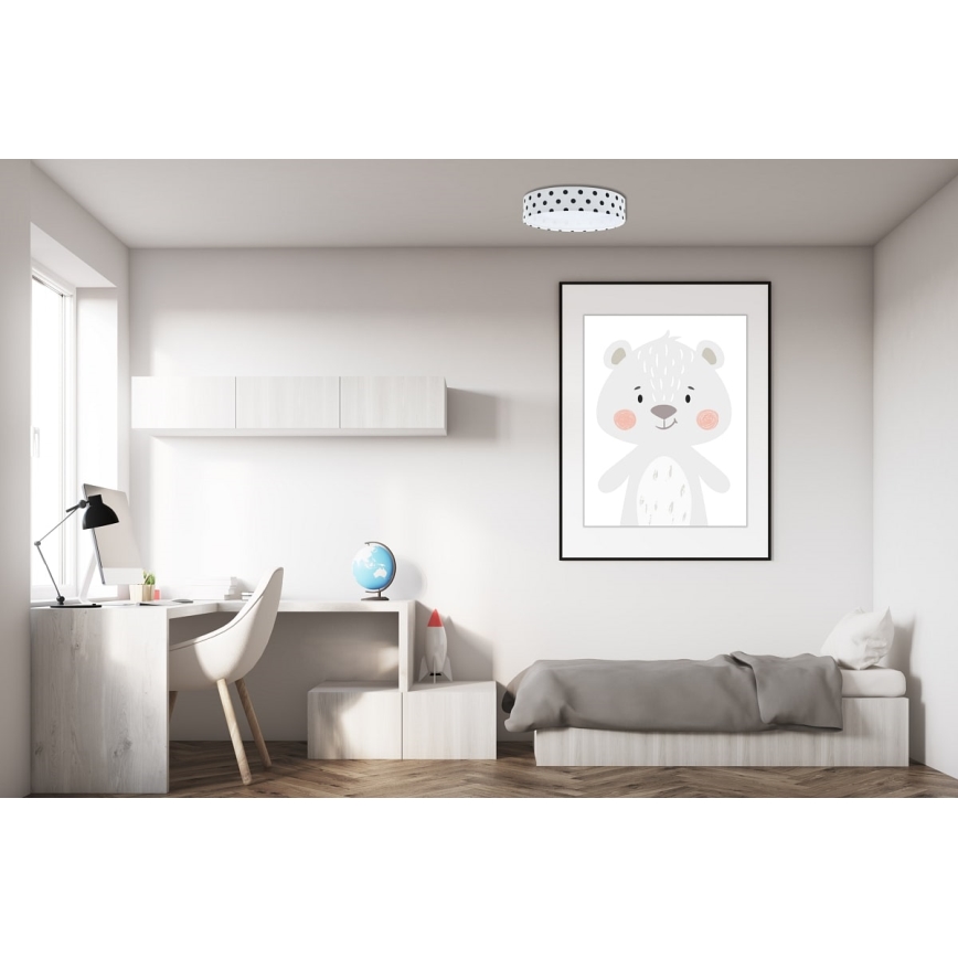 Lampada da soffitto LED per bambini GALAXY KIDS LED/24W/230V a pois bianco/nero