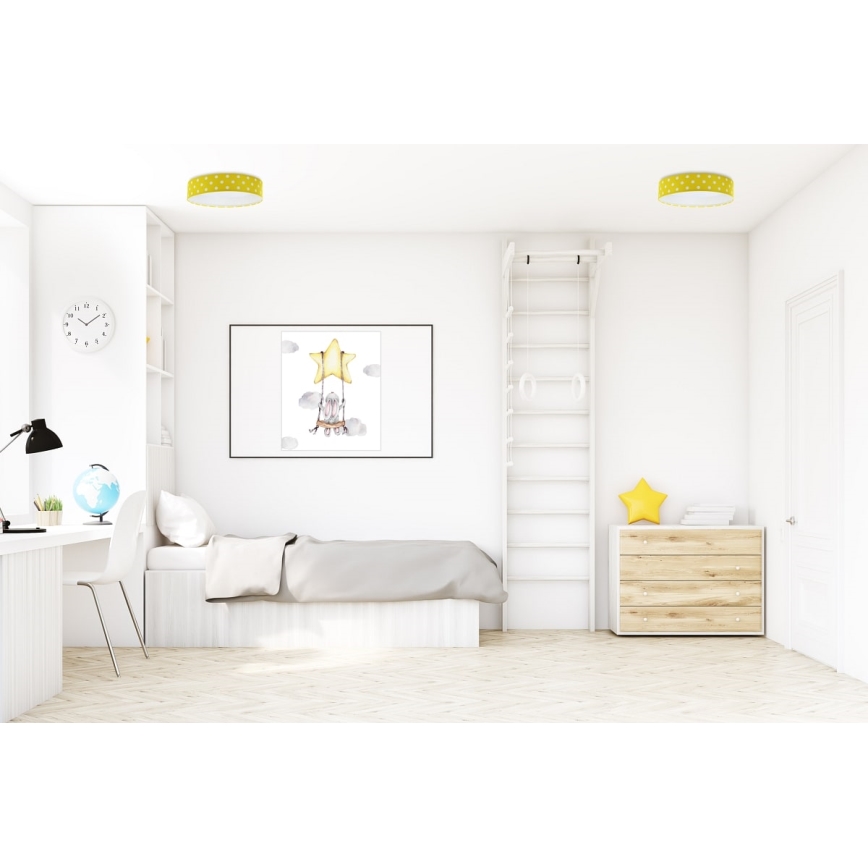 Lampada da soffitto LED per bambini GALAXY KIDS LED/24W/230V a pois giallo/bianco