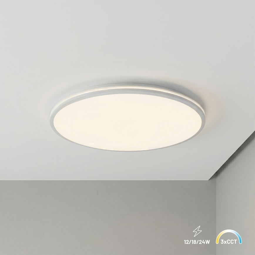 Plafoniera LED HUGO, 12/18/24W, 230V, 3000/4000/6500K, Ø 30 cm, IP54, bianca