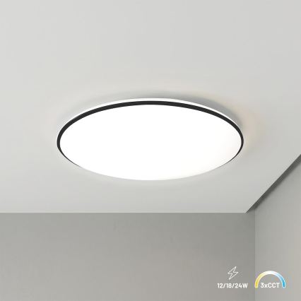 Plafoniera LED HUGO LED/12/18/24W/230V 3000/4000/6500K Ø 30 cm IP54 nero