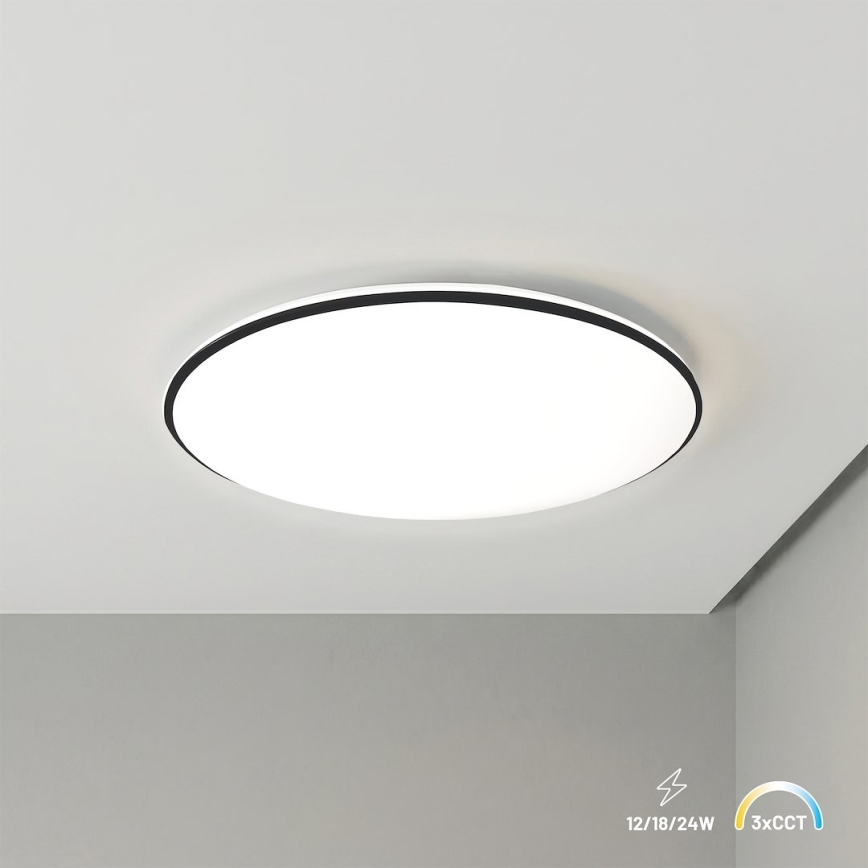 Plafoniera LED HUGO LED/12/18/24W/230V 3000/4000/6500K Ø 30 cm IP54 nero