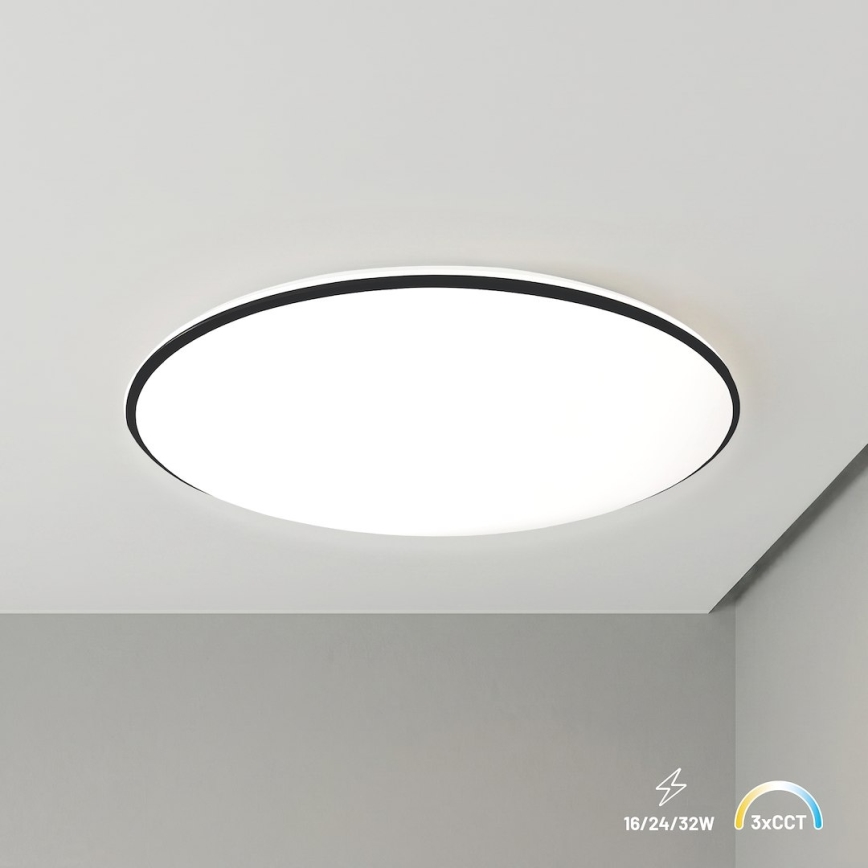 Plafoniera LED HUGO LED/16/24/32W/230V 3000/4000/6500K Ø 37 cm IP54 nera