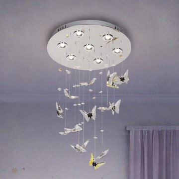 Plafoniera LED in cristallo MURU LED/24W/230V Ø 40 cm cromo lucido + telecomando