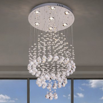 Plafoniera LED in cristallo NAURU LED/24W/230V diam. 40 cm cromo lucido + telecomando