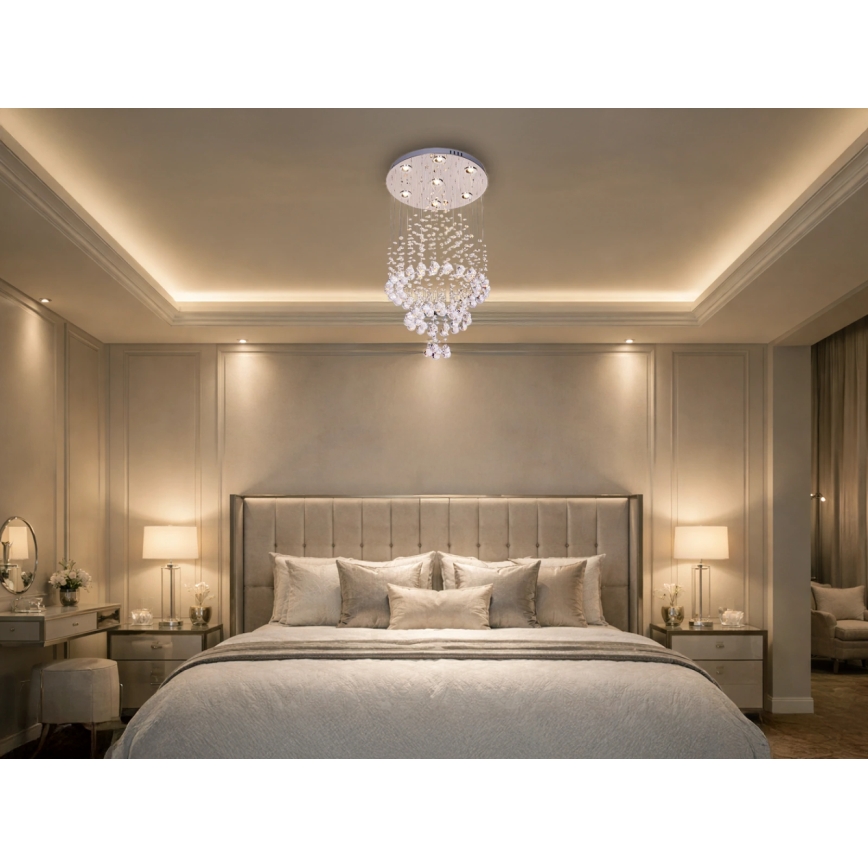 Plafoniera LED in cristallo NAURU LED/24W/230V diam. 40 cm cromo lucido + telecomando
