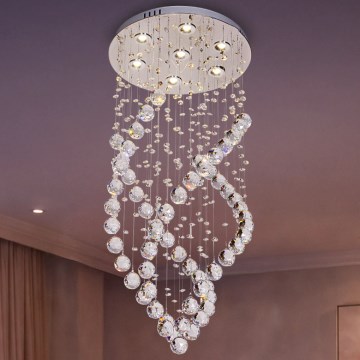 Plafoniera LED in cristallo NAURU, LED/24W/230V, Ø 40 cm, cromo lucido + telecomando