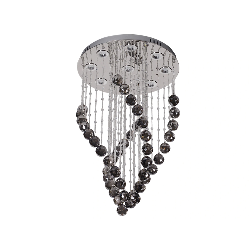 Plafoniera in cristallo a LED NAURU LED/30W/230V Ø 40 cm cromo lucido/nero + telecomando