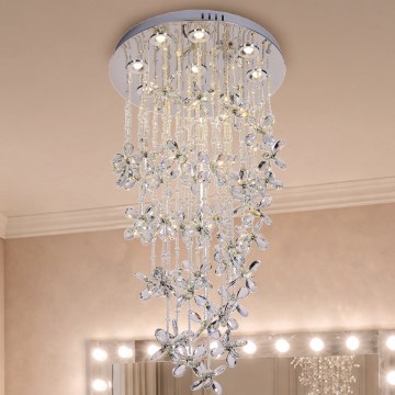 Plafoniera LED in cristallo SAMOA LED/30W/230V Ø 40 cm cromo lucido, con telecomando