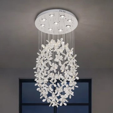 Plafoniera LED in cristallo SAMOA LED/30W/230V Ø 40 cm cromo lucido + telecomando