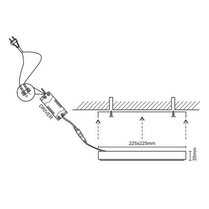 Plafoniera LED LED/18W/230V 4000K 22,5x22,5 cm