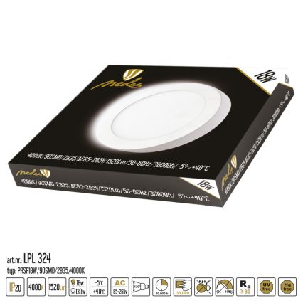 Plafoniera LED LED/18W/230V 4000K diametro 22,5 cm