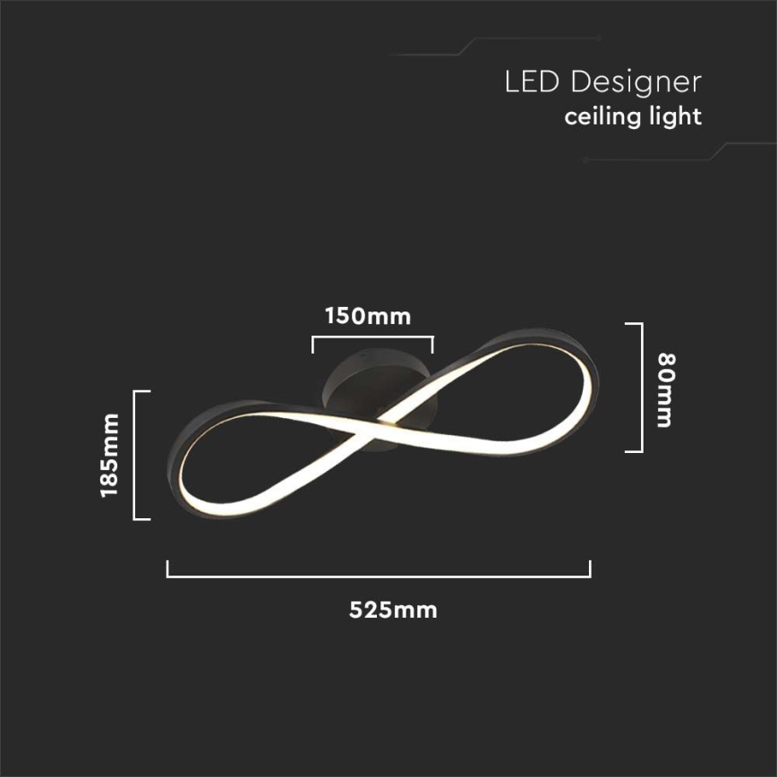 Plafoniera LED LED/24W/230V 3000K nero